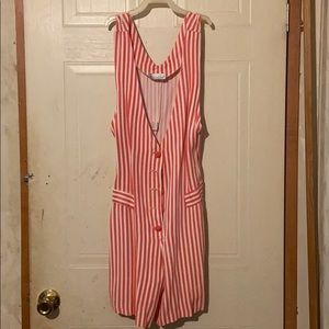 Pinkish red striped jumpsuit (shorts)